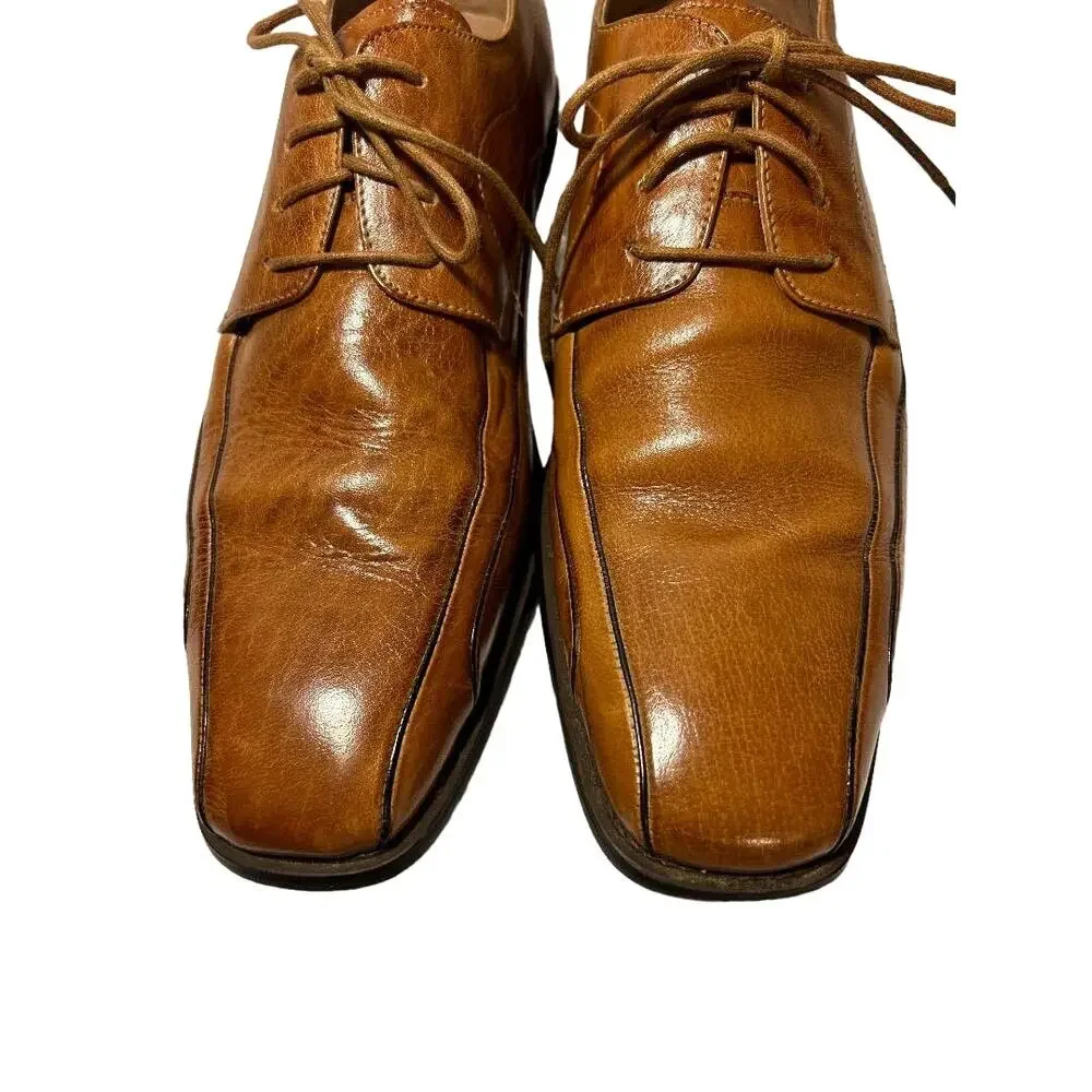 Mens “Fratelli Select” Leather Dress Oxford Shoe, Carmel Color, lace up,11 M